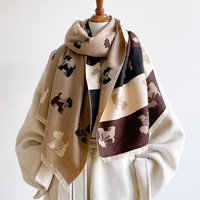Châle en mélange de viscose épaisse et chaude, effet cachemire, motif animal, double face, 185*65cm, pour chien et chiot, écharpe d'hiver, style européen