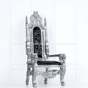 Chaise de trône en bois tuftée à bras de lion de style français Design de loisirs élégant pour Villa Hôtel Salon Banquets de mariage Appartements - Product Image 3