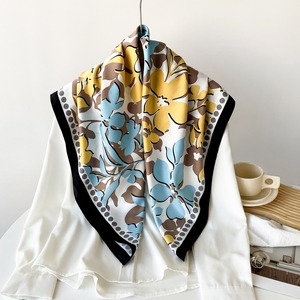 Women Fashion Trendy 90cm <b>Square</b> Bandana Floral Color Block Lightweight Breathable Multi-use Hair <b>Scarf</b> - Product Image 3
