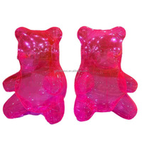 Ours en peluche gonflable transparent rose néon en PVC scellé à l'air, décoration d'événement de fête portable, jouet halal, grand ours en peluche gonflable géant