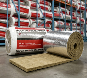 Couverture isolante en <span class=keywords><strong>laine</strong></span> <span class=keywords><strong>de</strong></span> <span class=keywords><strong>roche</strong></span> ASTM C592 50 mm 3 m, vente directe usine Huali, <span class=keywords><strong>rouleau</strong></span> thermique et acoustique - Product Image 1