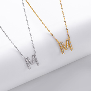 Collana con Ciondolo a Forma di Lettera in Argento Sterling 925 Placcato Oro con Zirconi, Regalo per Donna - Product Image 4