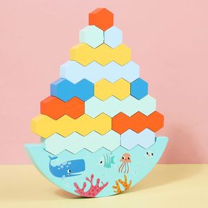 Jeu éducatif coloré de tri des nombres, blocs en bois à empiler, jeu d'équilibre avec dés pour enfants - Product Image 3