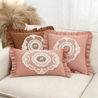 Housse de coussin carrée en dentelle française brodée, design simple blanc, style européen pour salon, canapé, chambre à coucher