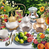 Vente en gros de porte-gobelets en verre doré de style turc européen, vintage, portable, pour la décoration de la maison et du salon, pour le café