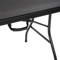 Table Pliante Rectangulaire en Plastique HDPE Robuste Noir 240 cm (8 pieds) avec Pliage Central pour Ordinateur Portable et Fêtes, Vente en Gros