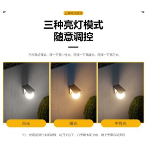 Lampe murale solaire d'extérieur à LED 12V avec diffuseur en polycarbonate en forme de cylindre pour la décoration de jardin et de patio - Product Image 3