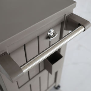 3-में-1 सेवारत गाड़ी भंडारण टेबल प्रस्तुत करने का स्टेशन लकड़ी बनावट 80L बर्फ बाल्टी कूलर रोलिंग कैबिनेट ट्राली चार पहियों के साथ गाड़ी - Product Image 6