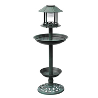 Bain d'oiseaux multifonctionnel en plastique pour jardin, mangeoire sur pied avec lumière solaire