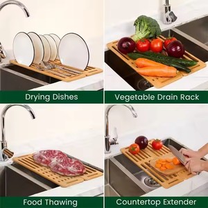 <span class=keywords><strong>Escurridor</strong></span> <span class=keywords><strong>de</strong></span> <span class=keywords><strong>platos</strong></span> <span class=keywords><strong>de</strong></span> bambú plegable resistente, estera plegable que ahorra espacio, fregadero plegable, tendedero para Cocina - Product Image 6