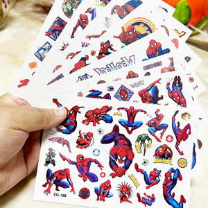 Autocollants de tatouage à transfert d'eau pour enfants, super-héros de dessins animés, <span class=keywords><strong>Spiderman</strong></span> incroyable, univers parallèle, fête d'anniversaire, vente chaude - Product Image 6