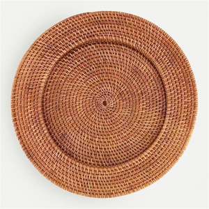 Assiettes rondes en bambou avec Design Boho, chargeur, benne pour dîner et mariages, tapis de mariage, en rotin, Vintage, 12 pièces - Product Image 1