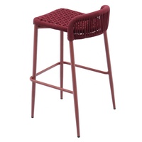 de jardin en aluminium pour comptoir de bistro Mobilier de terrasse Tabourets de bar hauts en corde tissée rouge sans bras