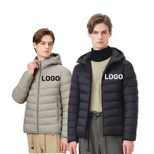 Custom bubble coat lightweight mens puffer winter jacket ultra light down coat with hooded