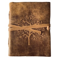 Journal A6 en cuir véritable gaufré motif Arbre de Vie Celtique, reliure cousue, 100 feuilles, personnalisable avec logo, idéal pour un cadeau pour homme