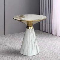 Table d'appoint design en marbre doré, mobilier de luxe pour salon, base en acier inoxydable, table de chevet, table basse