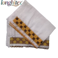 Longhitex Factory 100% Polyester Broderie Arabie Écharpe Châles 250cm + 450cm Taille Anti-Pilule Anti-Statique Voile Tissus pour Filles