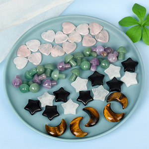 Wholesale Natural Crystal Raw Stone Accessories Star Heart Mushroom Moon Pendant Ornaments DIY Gift Craft Other Crystal Crafts