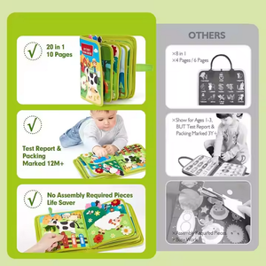 Écran sur mesure voyage gratuit essentiel montessori apprentissage jouet <span class=keywords><strong>ferme</strong></span> thème 10 pages feutre <span class=keywords><strong>livre</strong></span> pour enfant en bas âge auto exploration cadeau - Product Image 4