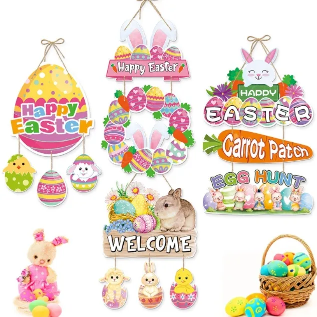 Happy Easter Decor Window Farmhouse Indoor Outdoor Party Decoration Hanging Nice Wholesale New Pendant