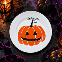 Assiettes de présentation en plastique texturées Citrouille d'Halloween 13 pouces, imprimées UV, modernes, élégantes, brillantes, vente en gros pour table de fête d'automne