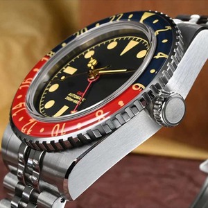 Montre automatique classique GMT 4 aiguilles pour plongeur, saphir, luminescente, revêtement antireflet, lunette vintage, étanche, montre-bracelet pour homme - Product Image 4