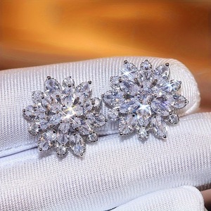 Women Sunflower Stone <b>Stud</b> <b>Earrings</b> Minimal Fashion Jewelry - Product Image 5