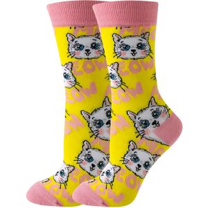 Nouvelle Arrivée Chaussettes en Coton Tricoté pour Femmes, Motifs Géométriques Amusants et Mignons, Chaussettes Quotidiennes Colorées pour Filles - Product Image 2