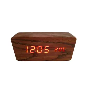 La temperatura della data dell'ora di rilevamento del controllo automatico promozionale indica una diversa sveglia digitale a led in legno con display a colori a LED