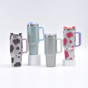 Bicchiere in strass cow <span class=keywords><strong>print</strong></span> 40oz <span class=keywords><strong>cafe</strong></span> glitter bpa - Product Image 3