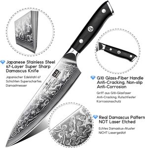 Ensemble de couteaux de cuisine professionnels en acier Damas de qualité supérieure, prix d'usine <span class=keywords><strong>SHAN</strong></span> <span class=keywords><strong>ZU</strong></span>, 67 couches, acier Damas japonais VG10, couteau de <span class=keywords><strong>chef</strong></span> - Product Image 2