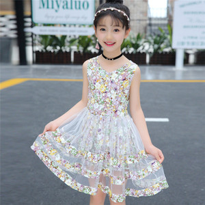 Online Wholesale V-Neck Fashion Girls Cotton Polyester Material Floral Dresses From China Factory - Product Image 3