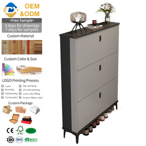 Meuble à chaussures ultra-fin pour entrée, grande capacité, rangement rabattable, mobilier de luxe pour la maison - Product Image 1