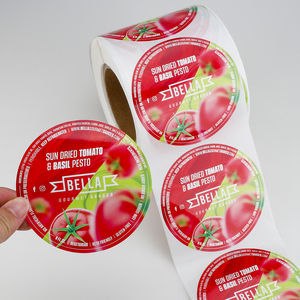 Custom <strong>Circle</strong> Round Food <strong>Label</strong> Roll Printing Waterproof Adhesive Vinyl Logo Sticker for Gourmet Tomato Sauce Packaging <strong>Label</strong> - Product Image 2