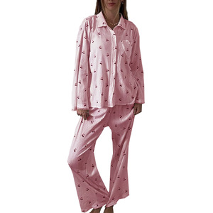 Cárdigan informal <span class=keywords><strong>de</strong></span> otoño americano europeo 2024, pantalones <span class=keywords><strong>de</strong></span> manga larga tejidos, estampado <span class=keywords><strong>de</strong></span> cerezas, ropa sencilla para el hogar para <span class=keywords><strong>mujer</strong></span>, Floral - Product Image 5