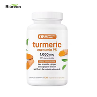 Capsules de Curcumine de Curcuma Végétalien 1950mg Antioxydant pour Adultes Meilleure Absorption 95% Curcuminoïdes Bio Poivre Noir 120