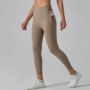 Leggings de yoga taille haute pour femmes, poches latérales pour téléphone, respirants, sans couture, séchage rapide, pantalon de fitness, élasthanne/polyester, taille élastique - Product Image 3