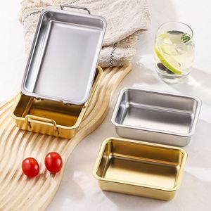 Stainless Steel Dinner Serving Plates Silver Gold <b>Bbq</b> Snacks Baking Pastry Plate Square Double Ears Food Storage <b>Tray</b> - Product Image 4