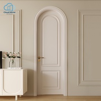 Puerta de Madera Sólida con Arco Francés Vintage, Puerta Interior con Panel Empotrado Sólido para Dormitorio, Proyectos de Renovación de Viviendas Residenciales
