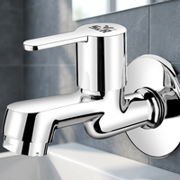 Robinet de lavabo mural S&R à poignée unique, corps en zinc chromé, cartouche céramique, design contemporain