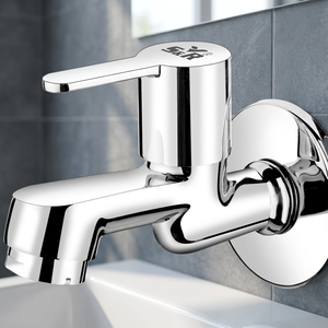 Robinet de lavabo mural S&R à poignée unique, corps en zinc chromé, cartouche céramique, design contemporain - Product Image 2