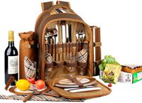 Sac à dos pique-nique pour 4 personnes avec compartiment refroidisseur sac à vin couverture de pique-nique pour la famille et les amoureux cadeaux