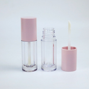 <b>Lip</b> Gloss Tube 5.4ml Cylindrical Transparent With Brush Pink Cap For Cosmetic Packaging - Product Image 1