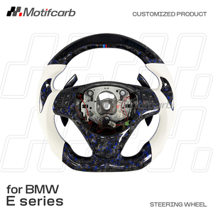 Volante de fibra de carbono forjado azul LED personalizado para BMW M3 E90 E91 E92 E82 E88 320d 330i 335i 135i 128i Coupé 2006-2013 - Product Image 2