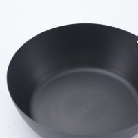Poêle Wok Profonde Antiadhésive en Fer avec Manche en Bois, Design Coréen, Grande Capacité, pour Cuisinière à Gaz, Idéale pour la Wok-cuisine