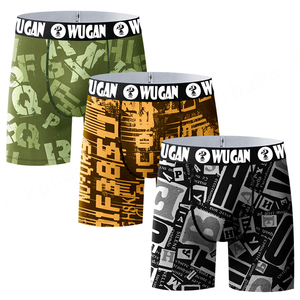 High Quality Men's Casual Sport Underwear Custom Printed Polyester <b>Knitted</b> Briefs Boxers Long Style Cartoon <b>Pattern</b> Breathable - Product Image 1