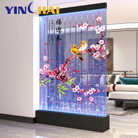 Décoration d'intérieur moderne Mur de bulles d'eau intérieur Lumière LED Caractéristiques aquatiques en acrylique Mur de bulles avec fond à motifs Cloison de séparation de pièce