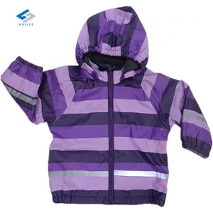 Imperméable personnalisé pour enfants, veste de pluie en bande violette imprimée, imperméable en PU pour enfants