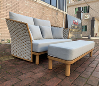 Ensemble de meubles de jardin d'extérieur canapé en aluminium chaise longue en corde tissée