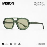 Lunettes de soleil pilote à double pont en propionate, monture intégrale, non polarisées, protection UV400, compatibles avec la myopie, pour la conduite, les activités de plein air et la pêche